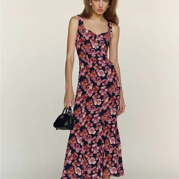 Reformation Pink and Purple Floral Midi Dress - Picture 2 of 6